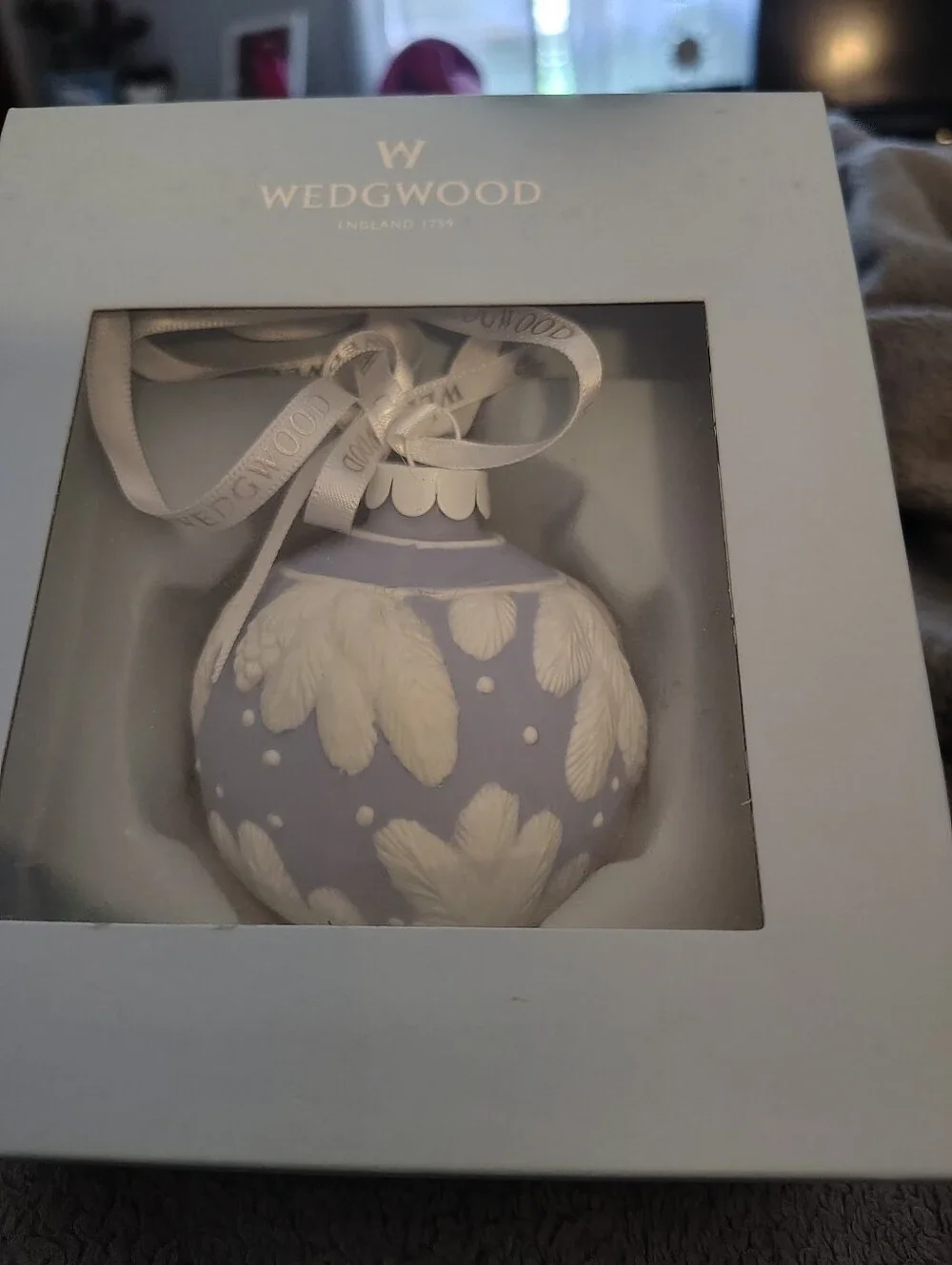 Wedgwood Lavender and White Jasperware Hanging Ornament 2008